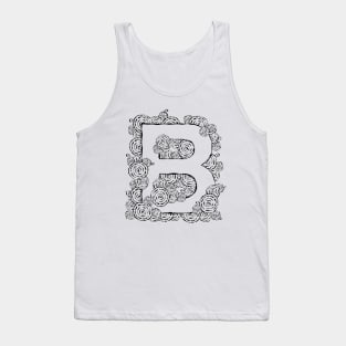 Letter B with Vintage Swirl Art Tank Top